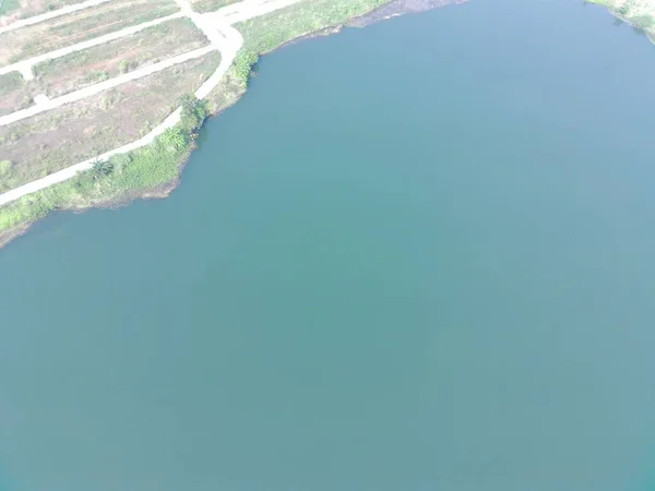 Aerial Top View Dahamilnuris Lake Sunny Day — Stock Photo, Image