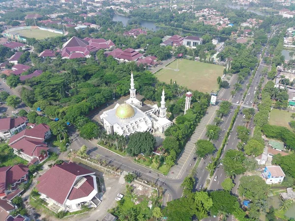 Footage Aerial View Baitul Faidzin Grand Mosque Noon Middle Central — Stockfoto