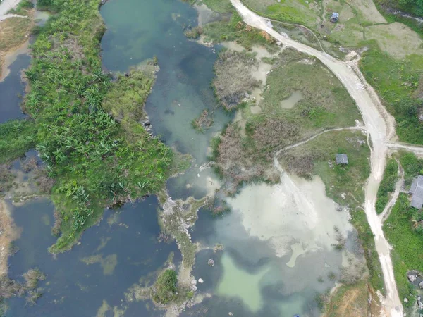 Aerial View Limestone Mountain Mining Site — Fotografia de Stock