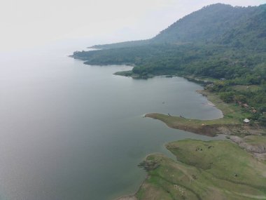 aerial view of Waduk Jatiluhur in the morning.