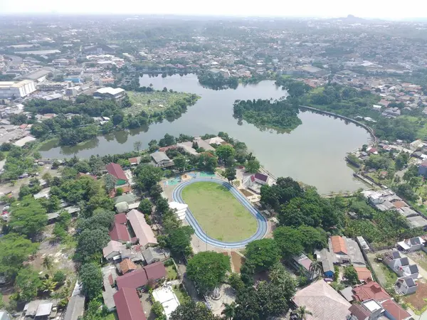 Footage Aerial Green Space Cirimekar Cemetery Day Which Middle Residential — Photo