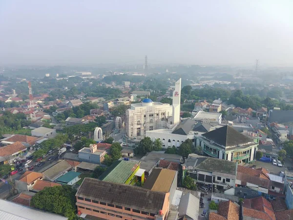 印度尼西亚茂物 2022年11月14日 正在建造的Al Barkah清真寺的空中景观 伊斯兰宗教建筑摄影概念 — 图库照片
