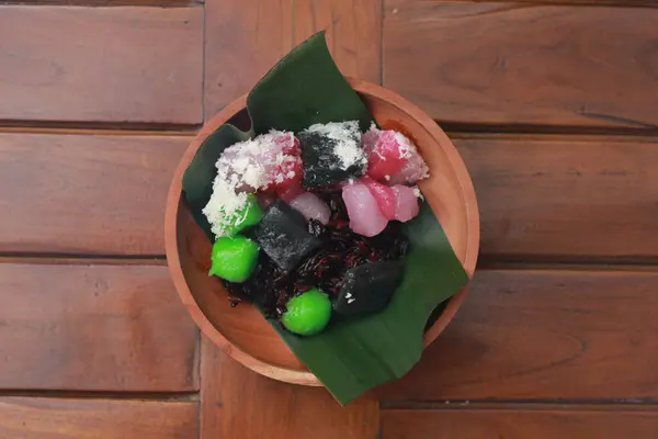 Close Traditional Indonesian Food Called Cenil Has Bright Color Chewy —  Fotos de Stock