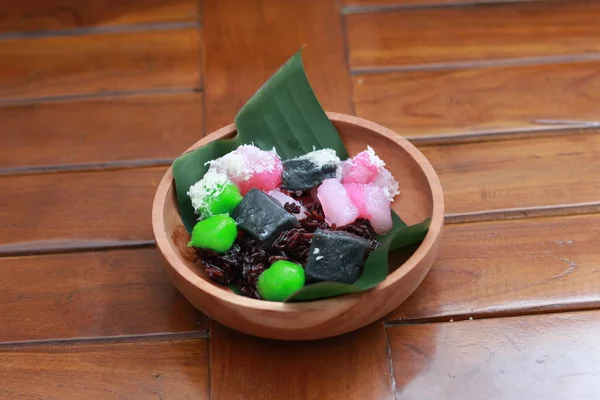 Close Traditional Indonesian Food Called Cenil Has Bright Color Chewy — Fotografia de Stock