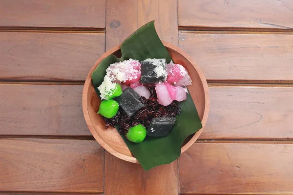 Close Traditional Indonesian Food Called Cenil Has Bright Color Chewy — Foto de Stock