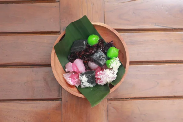 Close Traditional Indonesian Food Called Cenil Has Bright Color Chewy —  Fotos de Stock