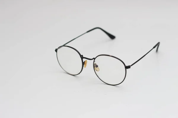 Close Eyeglasses Black Frames Isolated White Background — Zdjęcie stockowe