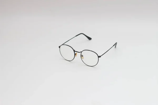 Close Eyeglasses Black Frames Isolated White Background — Φωτογραφία Αρχείου