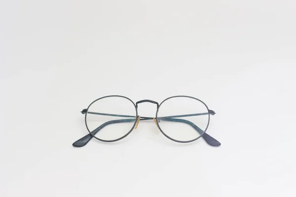 Close Eyeglasses Black Frames Isolated White Background — Zdjęcie stockowe