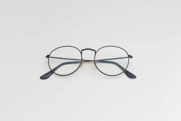 Close Eyeglasses Black Frames Isolated White Background — Stockfoto