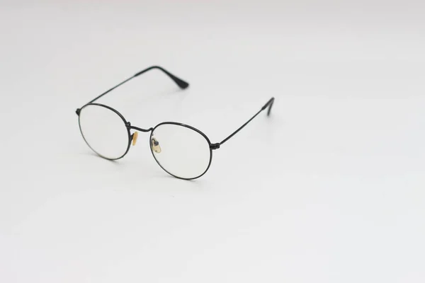 Close Eyeglasses Black Frames Isolated White Background — 스톡 사진