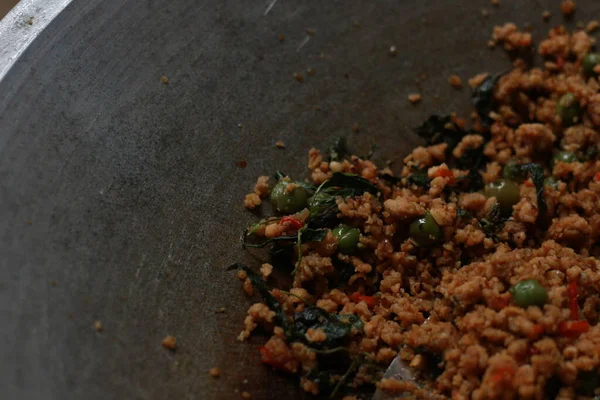 Close Side Dish Stir Fried Leunca Oncom Have Been Cooked — Fotografia de Stock
