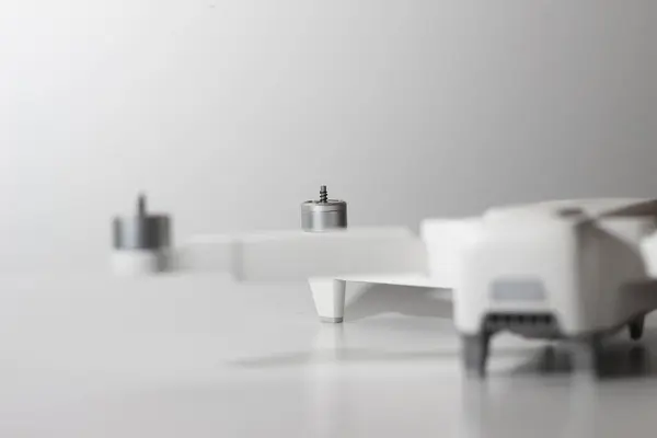Close Detailed White Drone Parts Isolated White Background Drone Camera — Foto Stock