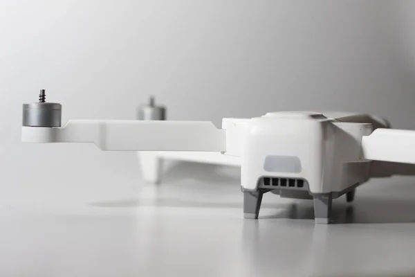 Close Detailed White Drone Parts Isolated White Background Drone Camera — Zdjęcie stockowe
