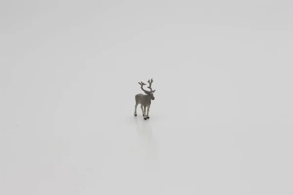 Close Miniature Figure Moose Isolated White Background Miniature Figure Photo — Stock Photo, Image