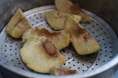 photo of boiled breadfruit. concept photo of Indonesian food.