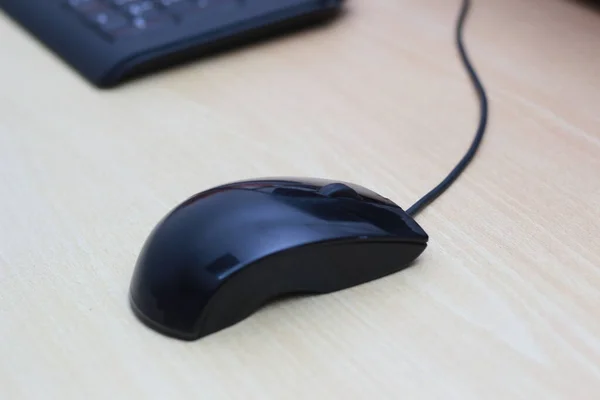 Photo Black Mouse Keyboard Work Technology Equipment Concept Photo — Stock Photo, Image