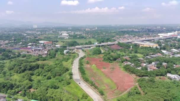 Footage Aerial View Highway Greenery Residential Areas — 图库视频影像