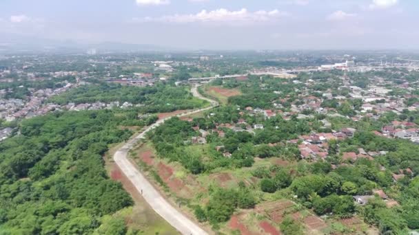 Footage Aerial View Highway Greenery Residential Areas — Vídeo de Stock