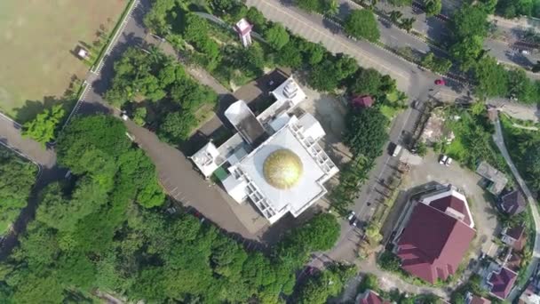 Footage Aerial View Baitul Faidzin Grand Mosque Noon Middle Central — Wideo stockowe