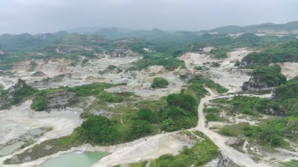 Footage Aerial View Limestone Mountain Mining Site — 비디오