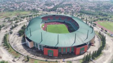 Bogor, Indonesia. October 16 2022. aerial view of Pakansari stadium on a sunny day located in Bogor, Indonesia.