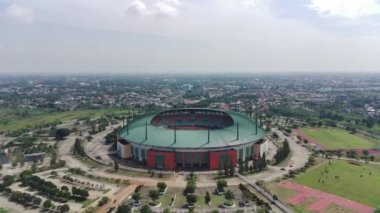 Bogor, Indonesia. October 16 2022. aerial view of Pakansari stadium on a sunny day located in Bogor, Indonesia.