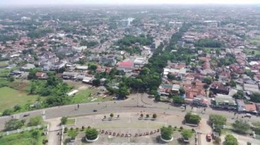 Bogor, Indonesia. October 16 2022. aerial view of Pakansari stadium on a sunny day located in Bogor, Indonesia.