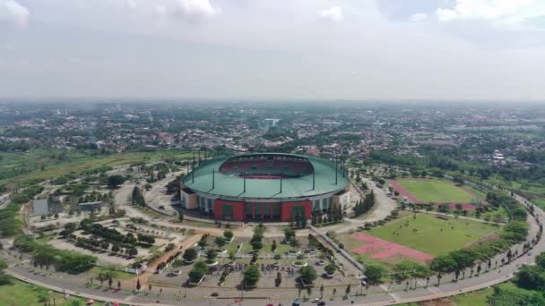 Bogor Indonesia October 2022 Aerial View Pakansari Stadium Sunny Day — стоковое видео