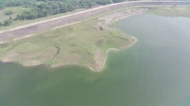 4K footage aerial view of Waduk Jatiluhur in the morning.