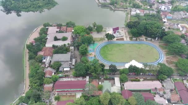 Aerial View Green Open Space Called Alun Alun Cirimekar Sports — Stock Video