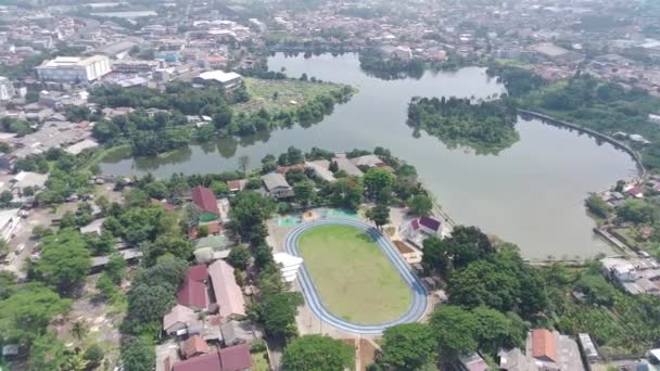 Aerial View Green Open Space Called Alun Alun Cirimekar Sports — Vídeo de Stock