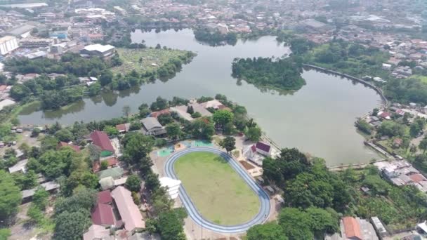 Aerial View Green Open Space Called Alun Alun Cirimekar Sports — Stockvideo