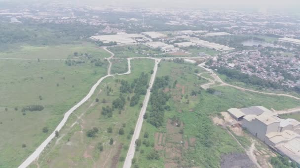 Footage Aerial View Klapanunggal Highway Trees Green Open Space Industrial — Video