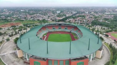 Bogor, Indonesia. October 16 2022. aerial view of Pakansari stadium on a sunny day located in Bogor, Indonesia.