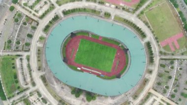 Bogor, Indonesia. October 16 2022. aerial view of Pakansari stadium on a sunny day located in Bogor, Indonesia.