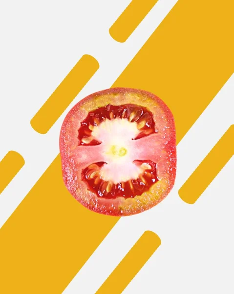one Tomato on white background at kitchen