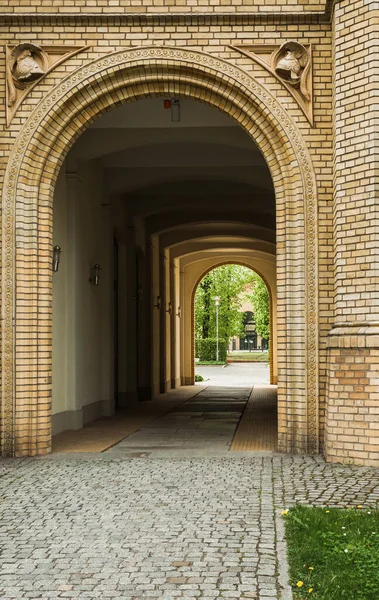 Arch in one of the oldest buildings in the city of Potsdam, Germany.