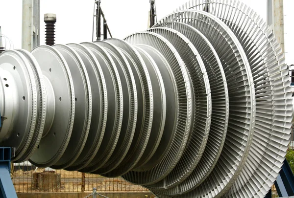 Steam Turbine Voor Macht Generator Een Industriële Thermische Elektriciteitscentrale — Stockfoto