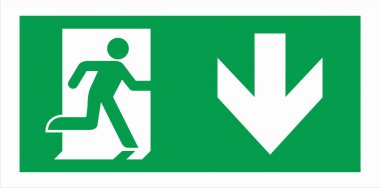 Acil Kaçış Sembolleri Uluslararası Yol Kılavuzu NFPA 170 Down 'a uygun olarak çıkış rotaları