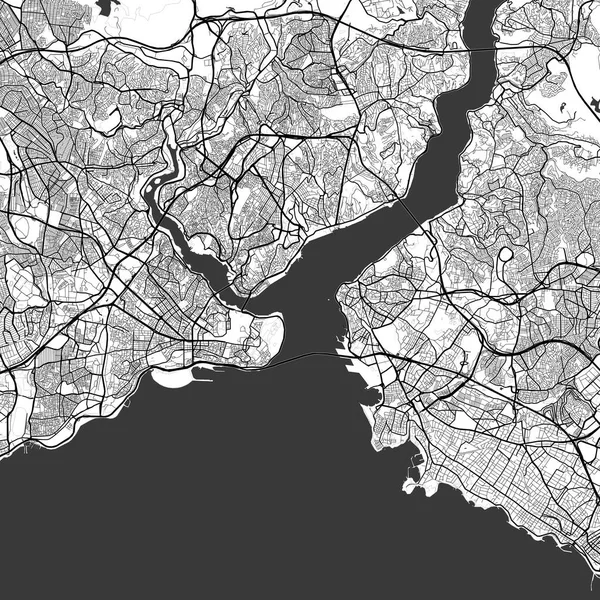 イスタンブールトルコ市モノクロームブラックとホワイトミニマリストストリートロード審美的な装飾マップ — ストック写真