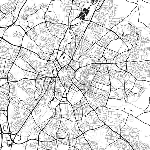 レスターイングランドシティモノクロームブラック ホワイトミニマリストストリートロード審美的な装飾マップ — ストック写真