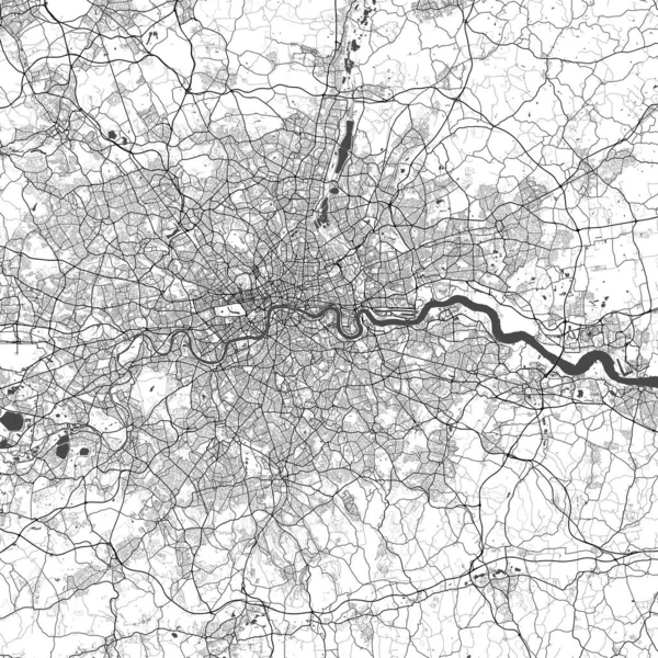 ロンドン英国シティモノクロームブラック ホワイトミニマリストストリートロード審美的な装飾マップ — ストック写真