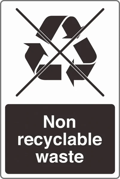 Reciclaje Gestión Residuos Papelera Etiqueta Adhesiva Signo Residuos Reciclables — Archivo Imágenes Vectoriales