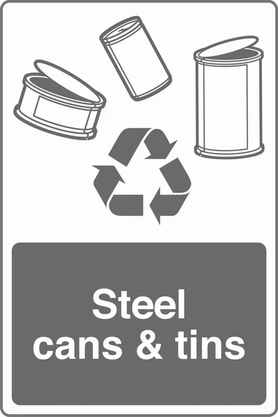 Reciclagem Gestão Resíduos Lixo Bin Etiqueta Etiqueta Sinal Aço — Vetor de Stock