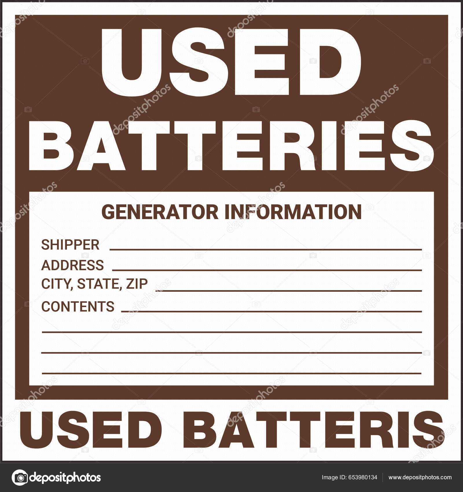 Container Hazardous Standard Label Marking Used Batteries Stock Vector