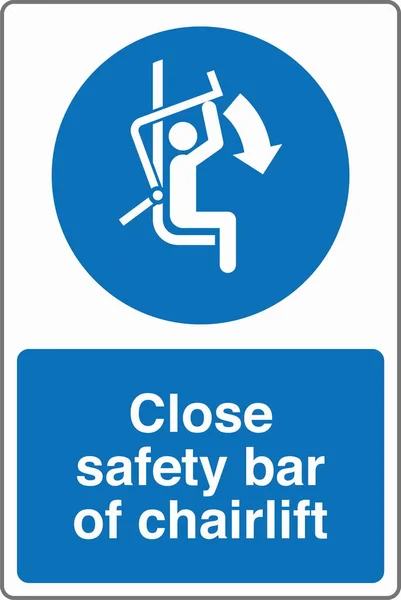 Güvenlik Bildirisi Şaretleme Standartları Sandalyenin Güvenlik Çubuğunu Kapat — Stok Vektör