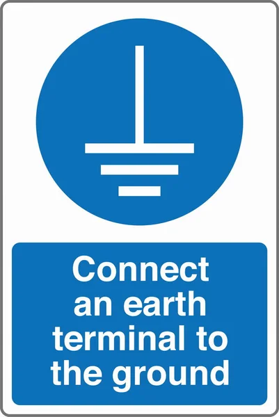 Safety Mandatory Sign Marking Label Standards Connect Earth Terminal Ground — Stock Vector