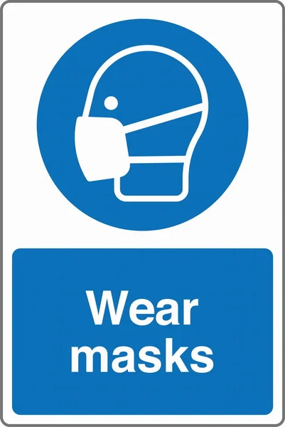 Seguridad Señal Obligatoria Marcado Estándares Etiqueta Las Máscaras Deben Ser — Vector de stock