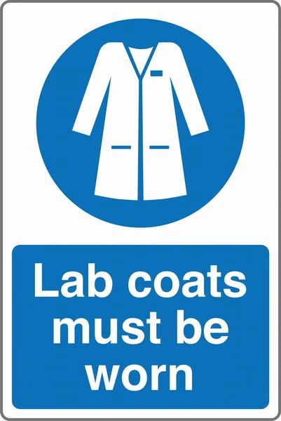Safety Mandatory Sign Marking Label Standards Lab Coats Must Worn — Stock Vector